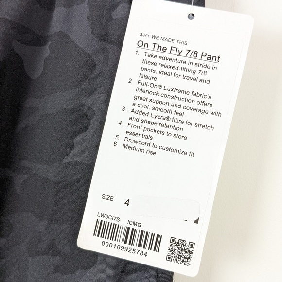 Lululemon On The Fly 7/8 Pants Size 4 incognito Camo grey - Picture 8 of 13